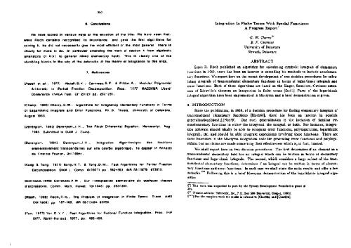 Integration in finite terms with special functions (EUROSAM84)