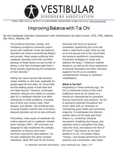 Improving Balance with Tai Chi