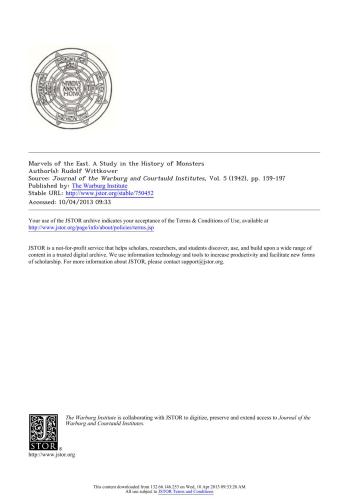 Marvels of the East. A Study in the History of Monsters