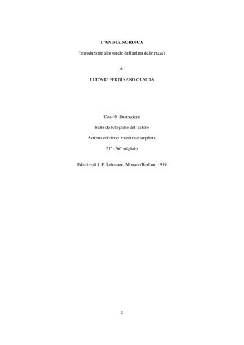 L'anima nordica. Introduzione allo studio dell'anima delle razze