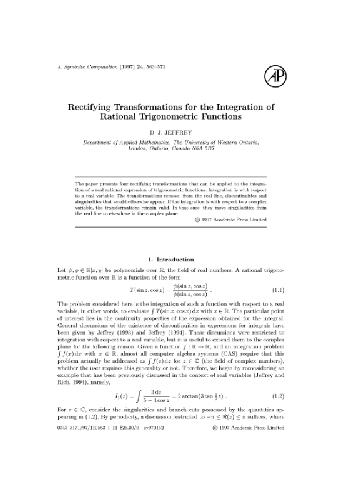Rectifying transform, integration of trigonometrics. JSC 1997