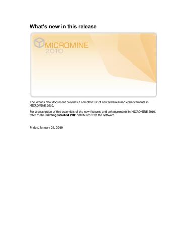 Micromine. What's new