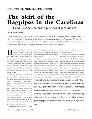Pipers of North America. The Skirl of the Bagpipes in the Carolinas