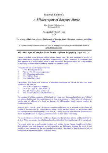 A Bibliography of Bagpipe Music