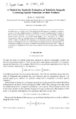 Symbolic evaluation of indefinite integrals containing special functions