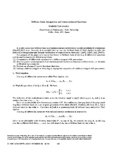 Groebner bases, integration, transcendental functions