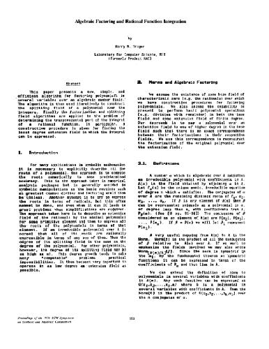 Algebraic factoring and integration of rational functions