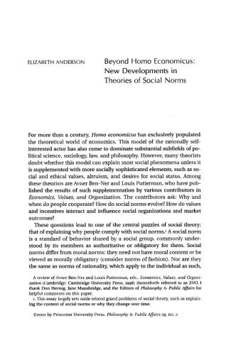 Beyond homo economicus: New developments in theories of social norms