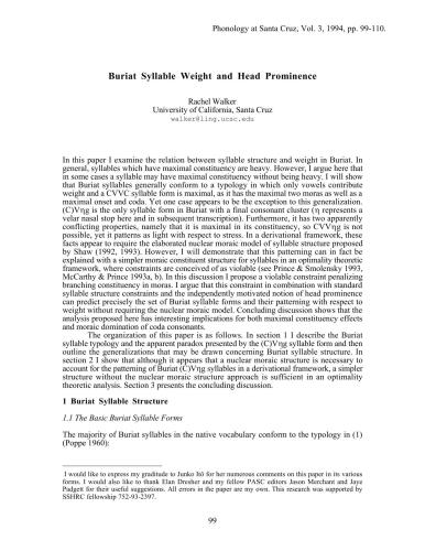 Buriat syllable weight and head prominence