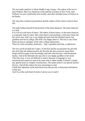 Stylistic analysis of the text Daddy Long - Legs by Jean Webster