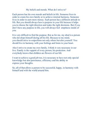 My beliefs and morals