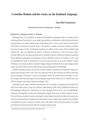 Cornelius Rahmn and his works on the Kalmuck language