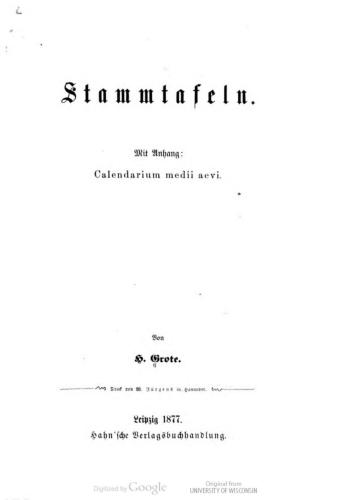 Stammtafeln: mit Anhang, Calendarium medii aevi