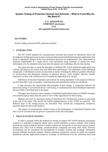 System Testing of Protection Devices and Schemes - What Is It and Why Do We Need It?