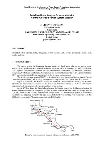Vicente. Real-Time Modal Analysis Scheme Maintains Central America’s Power System Stability