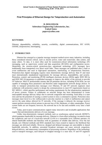 First Principles of Ethernet Design for Teleprotection and Automation
