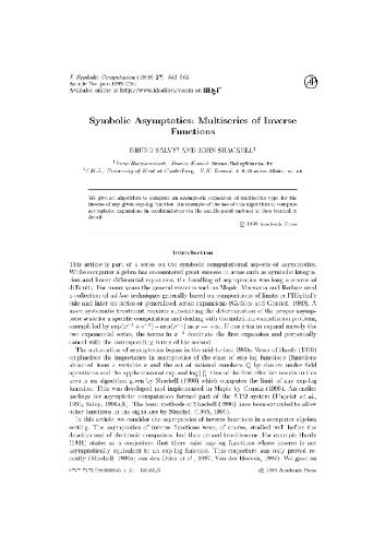 Asymptotics of inverse functions. JSC 1999