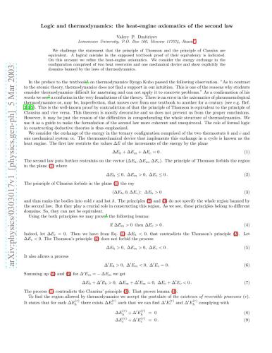 Logic and thermodynamics: the heat-engine axiomatics of the second law