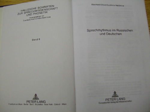 Hallesche Schriften zur Sprechwissenschaft und Phonetik Band 8