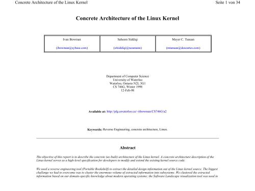Concrete Architecture of the Linux Kernel