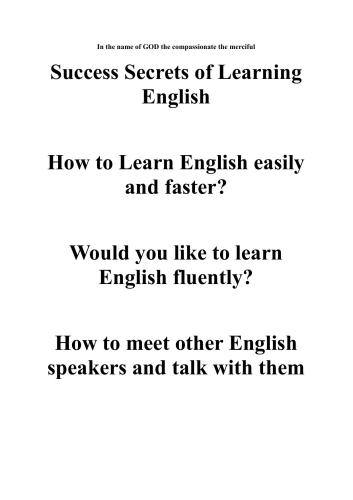Success Secrets of Learning English