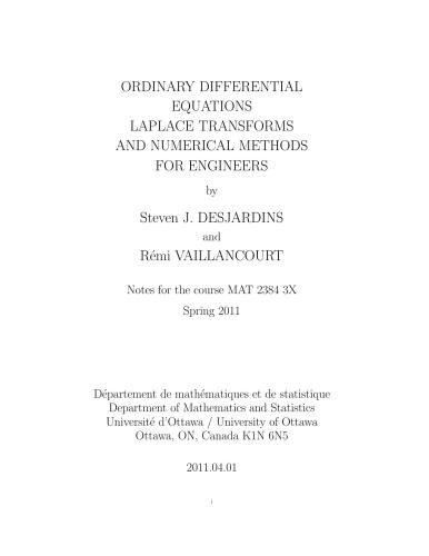 Ordinary Differential Equations, Laplace Transform and Numerical Methods