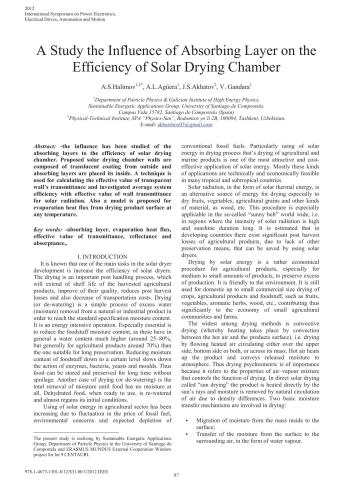 A study the influence of absorbing layer to the efficiency of solar drying chamber