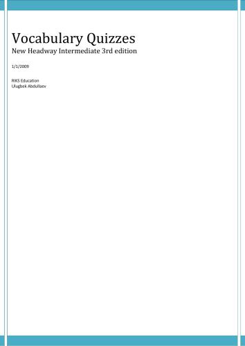 New Headway Intermediate. Vocabulary Quizzes