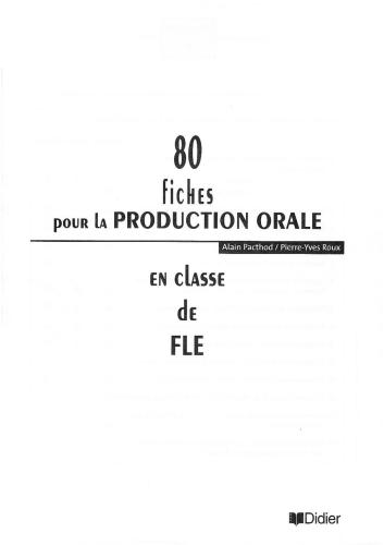 80 fiches pour la production orale en classe de FLE