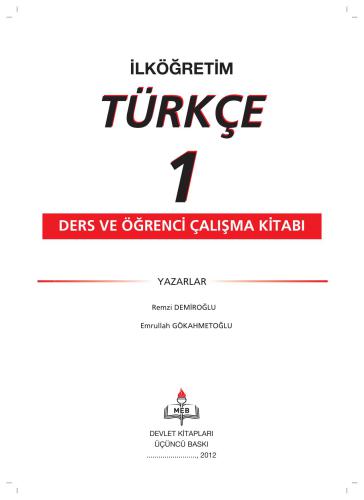 İlköğretim Türkçe 1 Ders ve Öğrenci Çalışma Kitabı