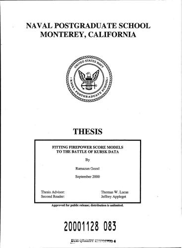 Подбор показателя огневой мощи моделей битвы на Курской дуге. Gozel R. Fitting firepower score models to the battle of Kursk data