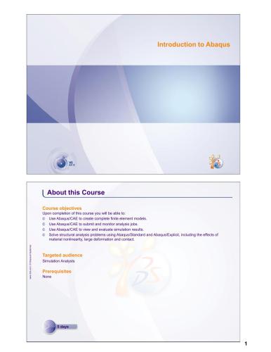 Dassault Systemes Inc. Introduction to Abaqus