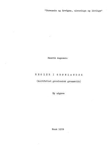 Regler i Grønlandsk (kortfattet grønlandsk grammatik)