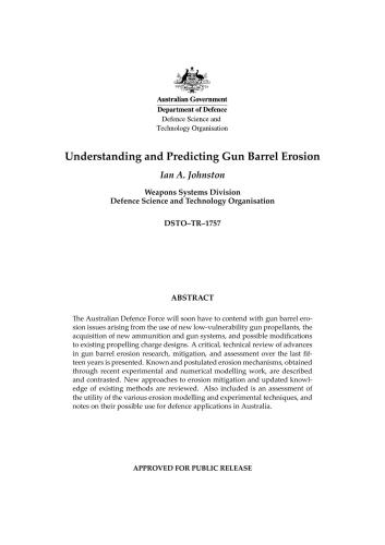 Understanding and predicting gun barrel erosion
