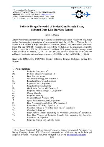 Ballistic range potential of scaled gun barrels firing saboted dart-like barrage round