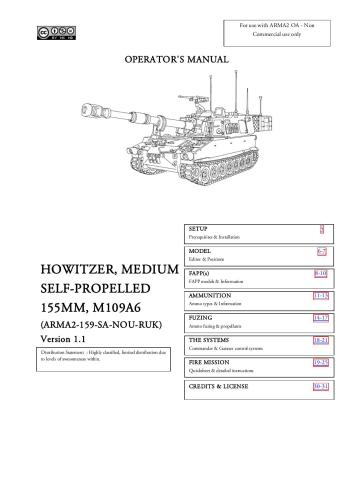 Howitzer, medium self-propelled 155-mm M109A6, operator's manual