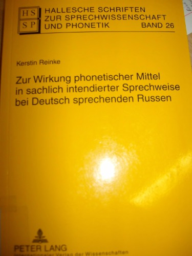Hallesche Schriften zur Sprechwissenschaft und Phonetik Band 26