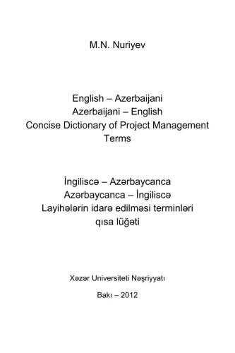 English-Azerbaijani, Azerbaijani-English concise dictionary of project management terms