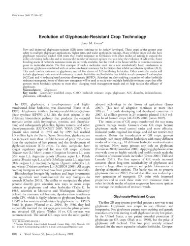 Evolution of Glyphosate-Resistant Crop Technology