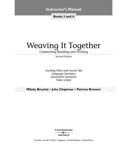 Weaving It Together - Instructor's Manual Book 3-4 - 2nd E