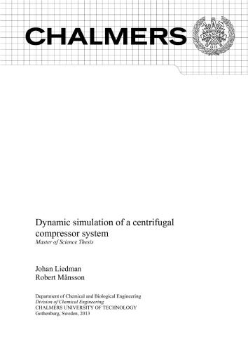 Dynamic simulation of a centrifugal compressor system