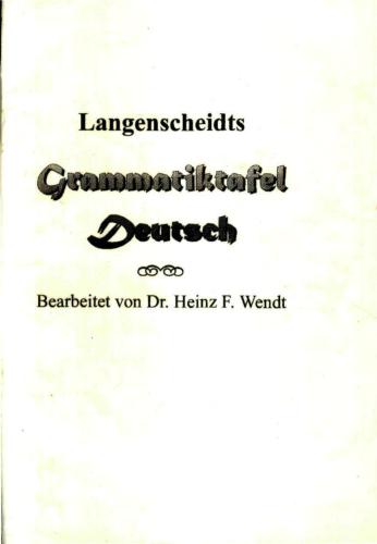 Wendt. Grammatiktafel. Deutsch