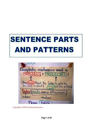 Sentence Parts and Patterns