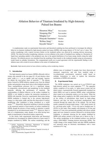 Ablation Behavior of Titanium Irradiated by High-Intensity Pulsed Ion Beams