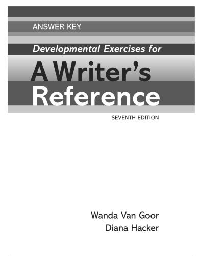 A Writer's Reference - Answer Key