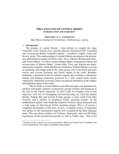 The languages of Central Siberia: introduction and overview