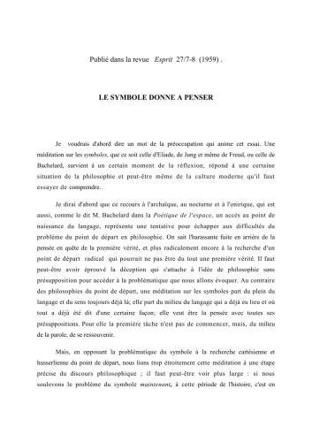 Le symbole donne à penser