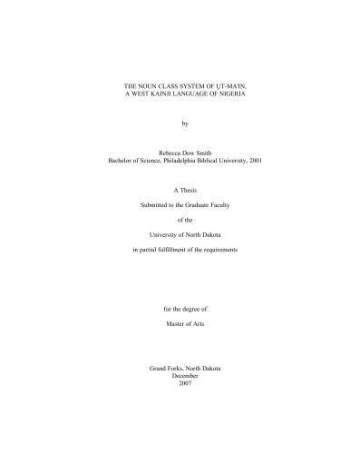 The noun class system of ut-Ma'in, a West Kainji language of Nigeria