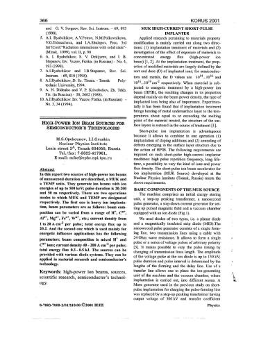 High-Power Ion beam Sources for Semiconductor's Technologies