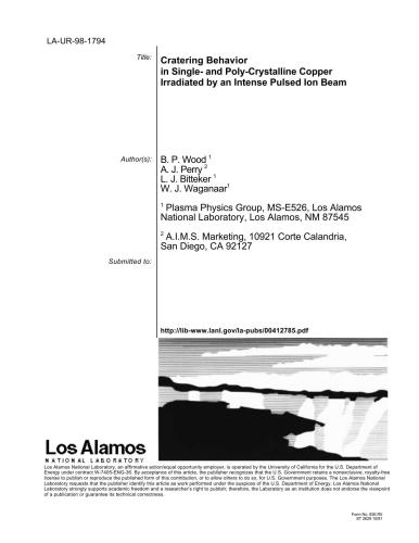 Cratering Behavior in Single - and Poly-Crystalline Copper Irradiated by an Intense Pulsed Ion Beam